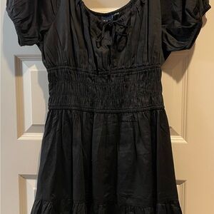 Elegant Black Puff Sleeve Dress